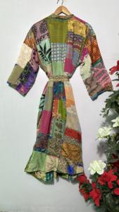 ชุดกิโมโนผ้าไหมยาวของผู้หญิงระบายอากาศได้สำหรับฤดูใบไม้ผลิฤดูร้อนฤดูใบไม้ร่วงฤดูหนาวงานเย็บปะแนววินเทจ - Product Image 4