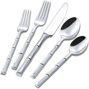 Motif Couteau Cuillère Fourchette Ensemble Fantaisie Cuisine Argenterie Acier Inoxydable 5 Pcs Or Argenterie Ensemble de Couverts - Product Image 4