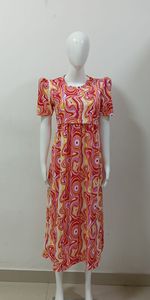 ชุดคลุมท้องสำหรับผู้หญิง, เดรสแขนยาวสไตล์ตะวันตกทรงพอดีตัวพิมพ์ลายมิดิไซส์ใหญ่พิเศษ - Product Image 6