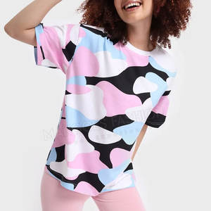 T-shirts imprimés surdimensionnés pour femmes, en coton mélangé doux et léger, coupe confortable, streetwear, fournisseur OEM, vente en gros, export - Product Image 1