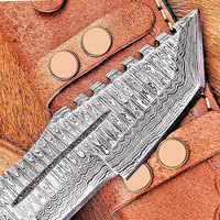 Pisau Tracker Baja Damaskus Buatan Tangan Full Tang untuk Aktivitas Luar Ruangan, Bushcraft, Berkemah, Berburu, Utilitas, Bowie, Tempur, Pisau OEM
