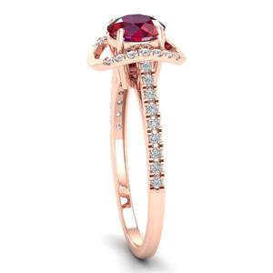 Anillo de Compromiso REYES Hecho a Mano en Oro Rosa de 14K con Diamantes y Rubí de Corte Brillante Redondo de 0.84 Quilates, Regalo para Mujer - Product Image 3