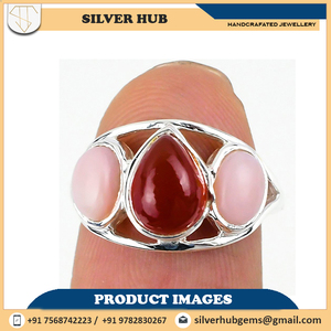 Fantástico anillo de piedras preciosas de ópalo Rosa cornalina roja personalizado 925 joyería de plata esterlina para boda de mujer OEM ODM al por mayor - Product Image 2