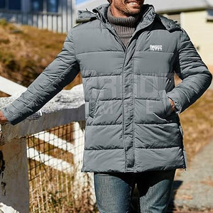 2025 New Style <b>Men's</b> Puffer <b>Long</b> Winter <b>Jacket</b> Custom Design Hooded Collar Front Logo Low MOQ 100% Polyester Breathable Quick - Product Image 2