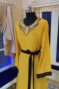 Golden yellow designer arabic <b>kaftan</b> - Product Image 3