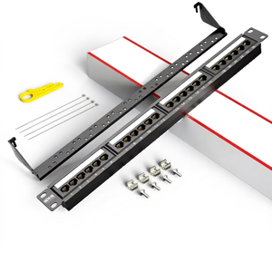 แผงแพทช์เน็ตเวิร์ก Cat6 แบบไม่มีฉนวนป้องกัน 24 พอร์ต ช่องเสียบ RJ45 ขนาด 19 นิ้ว สำหรับติดตั้งบนแร็คสำหรับงานเครือข่าย - Product Image 1