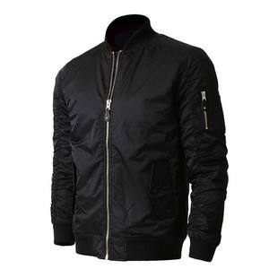 Concevez votre propre logo Veste bomber en toile imperméable respirante pour homme Service OEM Léger Fermeture éclair noire - Product Image 2