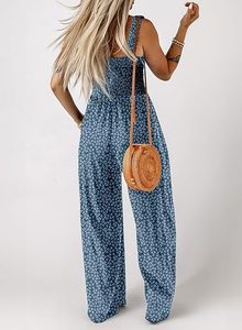 Mono de Gasa con Estampado Floral Bohemio para Mujer, Sin Mangas, Cuello Cuadrado, Cintura Alta, Holgado, Largo, para Primavera, Verano y Playa - Product Image 2