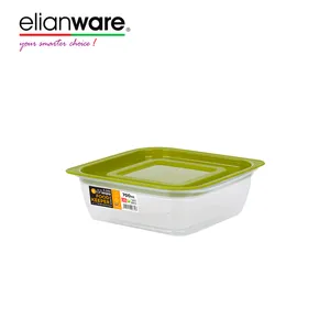 Elianware dễ dàng tap trên nắp khóa đồ dùng nhà bếp hình vuông nhựa thực phẩm lưu trữ container thủ môn salad thủ môn
