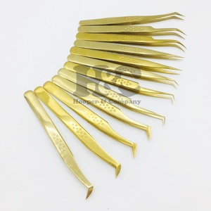 Professional Gold Eyelash Extension Tweezers High Quality Star Design Stainless Steel Custom Logo Durable Perfect Grip 10mm - Product Image 1
