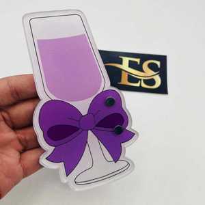 Tuile à cils en acrylique personnalisable avec aimants, motif Moch Myrtille avec nœud violet, pour vente en gros et logo personnalisé - Product Image 2