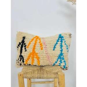 Funda de Almohada Marroquí Hecha a Mano, Funda de Cojín Tradicional Bereber, Cojín Decorativo Boho para Sofá, Almohada Decorativa de Algodón para el Hogar - Product Image 1