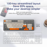 Clavier mécanique K8 à 100 touches, sans fil 2.4G, Bluetooth, trois modes, rétroéclairage RVB, filaire, personnalisable, clavier de jeu à commutation à chaud