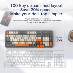 K8 100 механическая клавиатура беспроводная 2,4G синяя зубчатая трехрежимная игровая механическая клавиатура - Product Image 4