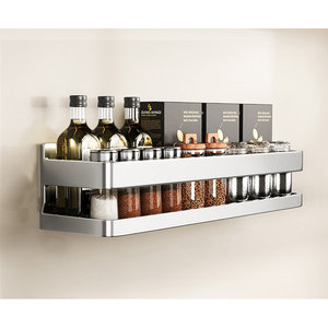 Top New Pack Gabinete de metal de color plateado Estante de especias de vidrio Estante de tarro de cocina montado en la pared con imán para utensilios de cocina India - Product Image 3