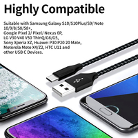 Cable de Datos de Nylon Trenzado de 1M 2M USB Tipo C a USB Tipo A 2.0 para Carga de Teléfono