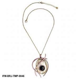 Collar con Colgante Abstracto Trimetálico Hecho a Mano, Pieza Destacada en Dos Tonos de Cobre y Latón para Mujer, Regalo para Ella - Product Image 1