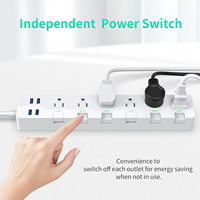 6 Outlet 4 USB Port pelindung lonjakan cahaya Strip daya 10A ekstensi plastik soket penutup peralatan rumah soket keselamatan