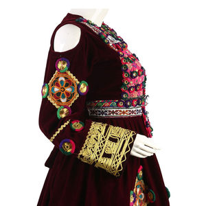 Vestido Tribal Étnico Afgano Banjara de la Mejor Calidad, Ropa Tradicional Musulmana, Cuello Alto, Manga Larga, Color en Contraste, Personalizable - Product Image 6