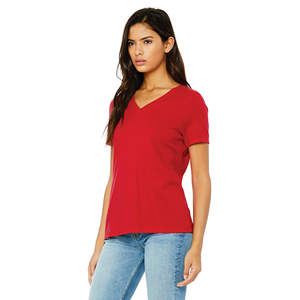 Airlume-Camiseta holgada de algodón para mujer, Camiseta holgada de manga corta con cuello en V, color rojo, 32 oz, 100% - Product Image 2