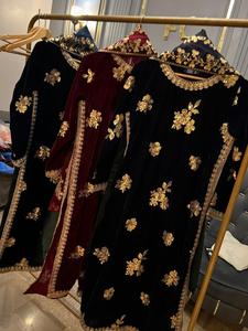 Prêt à porter Modeste Robe Ensemble 3pcs De Luxe Brodé Micro Velours Chemise Doux Organza Dupatta Agrémenté Soie Pantalon Haut - Product Image 6