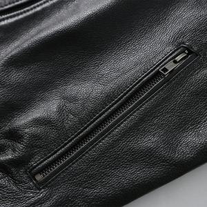 Chaqueta de cuero genuino de piel de oveja para hombre, cuello alto, 100% piel de vaca, corte ajustado, para primavera y otoño, talla asiática 5XL. - Product Image 4