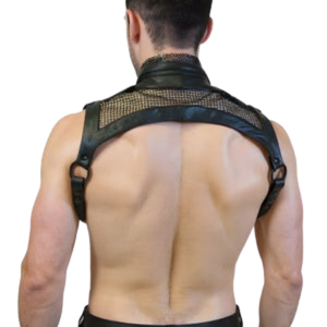 Harnais à col en cuir et maille pour homme, noir, simili cuir, fétiche, vêtements de club - Product Image 4