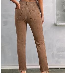 Nouvelle arrivée 2025 à la mode vente chaude couleur marron jean Denim pantalon régulier Fitness décontracté plat respirant hommes - Product Image 2