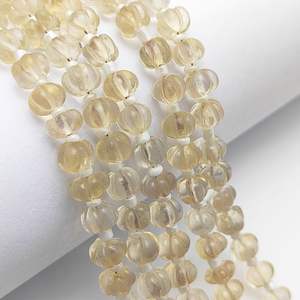 8-Inch Long <b>Citrine</b> Carved Pumpkin Beaded Strands Loose Gemstone Supplier-Melon Beads - Product Image 5