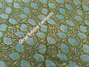 Dark Green 100% Pure Cotton Fabric Indian Floral Hand Block Print Cloth Floral Block Design for Women's <b>Boys</b>' Cover Girls - Product Image 4