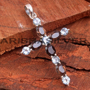 925 pendentif en argent femmes pendentif en argent à la main bijoux garnet smoky quartz gemstone pendentif cadeau pour elle - Product Image 4