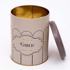 Ø140x180 mm, 2,5 lt <b>Metal</b> Storage <b>Tin</b> Slip <b>Lid</b> Retro Garlic - Product Image 2