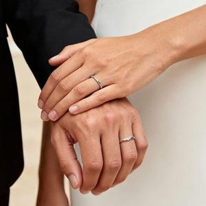 Ensemble de bagues de couple Jeulia en argent sterling plaqué rhodium, nœud simple torsadé, pour fiançailles - Product Image 5