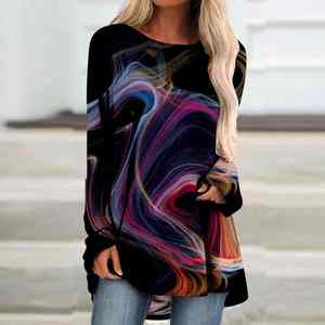 2025 Camiseta de manga larga holgada informal con estampado superior de moda de alta calidad para mujer estilo Formal - Product Image 4