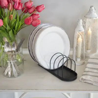 Support de vaisselle en fer forgé vintage en forme de cœur, type sur pied, finition blanche, durable, multifonctionnel, non pliable