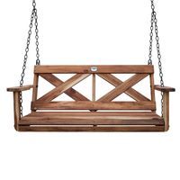 Balançoire en bois de porche pour adultes et enfants avec cordes de suspension durables finies en teck et expérience apaisante en plein air