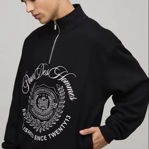 OEM Custom Oversized 100% Cotton Fleece Winter Half Zip Men's <b>Sweatshirt</b> Hoodie 2026 Premium Plus Size Embroidered Pocket <b>Long</b> - Product Image 1
