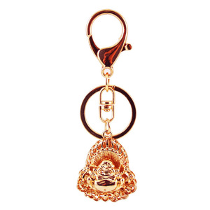 Pendentif de sac en alliage doré Bouddha Rieur avec fermoir mousqueton pour Feng Shui et suspension de rétroviseur de voiture - Product Image 5