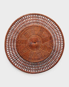 Wholesale Handcrafted Sustainable Rustic Rattan Placemat Rattan Charger <b>Plates</b> Eco-friendly Rattan Round Placemat - Product Image 2