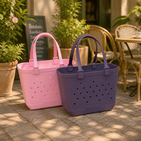 Tas Tote EVA Warna Kustom Kapasitas Besar Tas Pantai Karet Tahan Air Desain Lubang Terbuka untuk Musim Panas Grosir