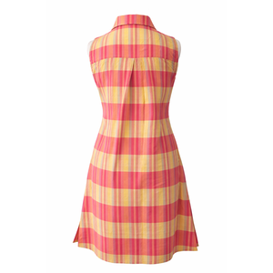 เดรสลำลองทรงเอลายสก็อตผ้าเนื้อดี สายเดี่ยวระบายช่วงเอว ติดกระดุม ระบายอากาศได้ดี มีไซส์ XS-XL เหมาะสำหรับใส่ไปทำงานหรือไปงานปาร์ตี้ - Product Image 2