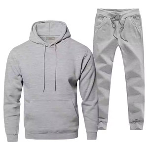 Venta al por mayor de calidad superior ligero de los hombres con capucha 100% algodón transpirable chándales Jogging ropa invierno sólido conjuntos - Product Image 1