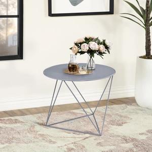 Mesa de Centro Moderna de Metal con Marco Geométrico Gris Oscuro para Sala de Estar, Elegante Mesa Auxiliar para Apartamento, Muebles para el Hogar - Product Image 1