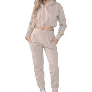 Ensemble survêtement d'hiver personnalisé en chenille brodée pour femmes, sweat à capuche zippé, pantalon de survêtement à jambes larges, coupe régulière, taille plus, polaire - Product Image 1
