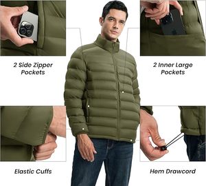 Veste d'hiver matelassée imperméable pour homme sur mesure en gros, veste légère alternative au duvet, veste matelassée chaude pour l'extérieur pour l'hiver - Product Image 6