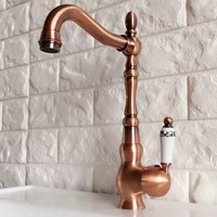 Robinet de cuisine pivotant en cuivre rouge à prix de gros, robinets de lavabo, mitigeur monocommande eau froide et chaude, robinets de salle de bain