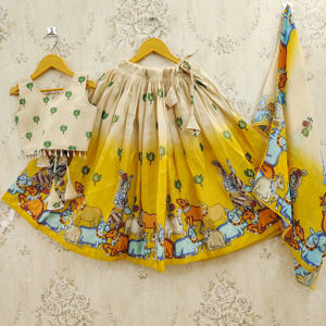 Shoryam - Lehenga Choli Largo hasta el Suelo de Poliéster Estampado Kamdhenu en Tonos Amarillos para Niñas, Ropa de Fiesta Infantil, Diwali, Bodas - Product Image 1
