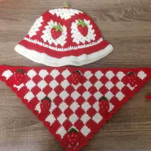Crochet Cotton Yarn Strawberry <b>Hat</b> Bandanas Hand Drawn Printing Versatile for Outdoor Fishing Party Travel Casual Use - Product Image 5