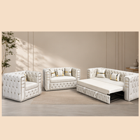 Juego de Sofá Cama Chesterfield de Lujo, Convertible, con Estructura de Madera, Tapizado Moderno, para Apartamento, Hotel, Villa, Muebles de Sala de Estar