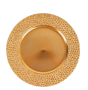 Plato de Presentación Redondo de Metal con Borde Texturizado Hecho a Mano para Fiestas de Boda, Catering, Restaurantes y Cocina - Product Image 3